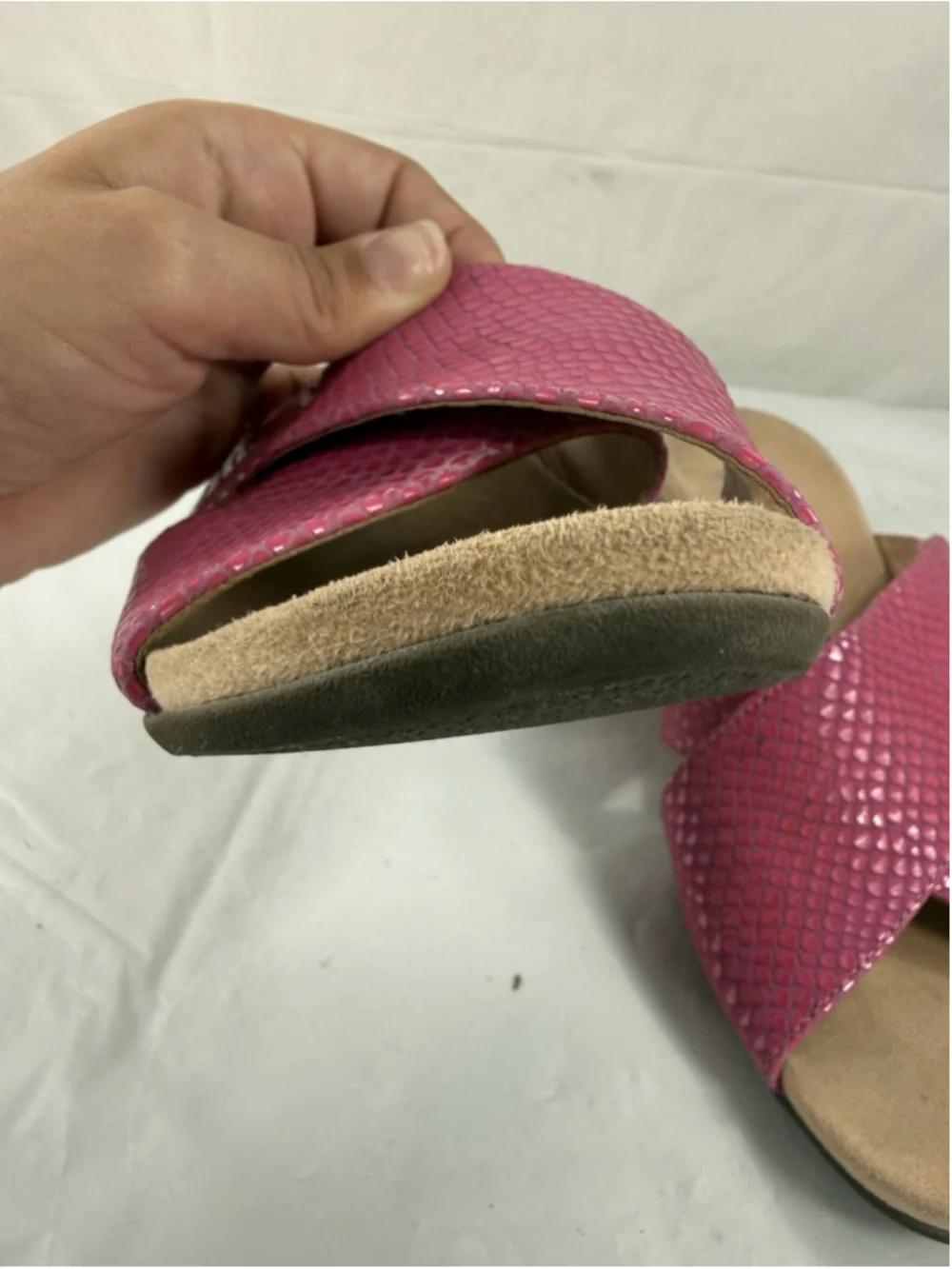 Vionic Leticia Women Hot Pink Lizard Print Strap Sandals Size 7.5